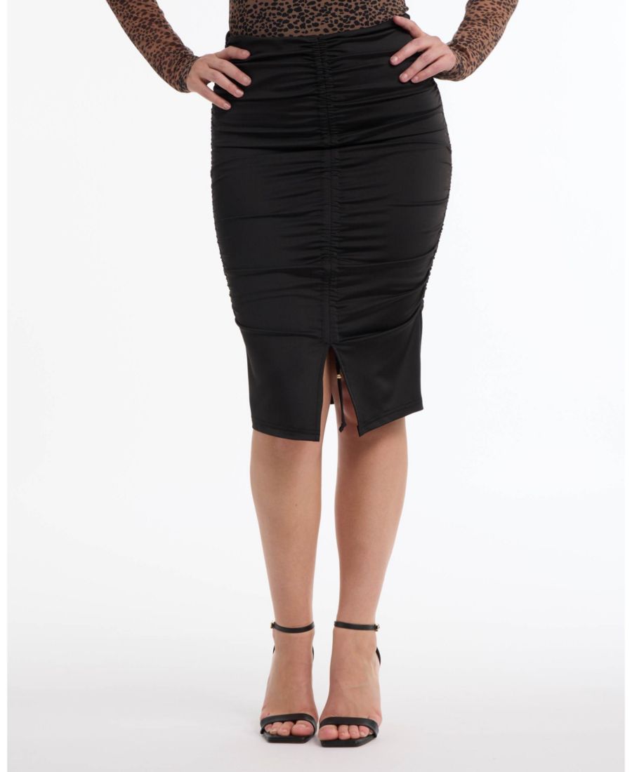 

Женская вязаная юбка со сборками спереди Bebe, Black