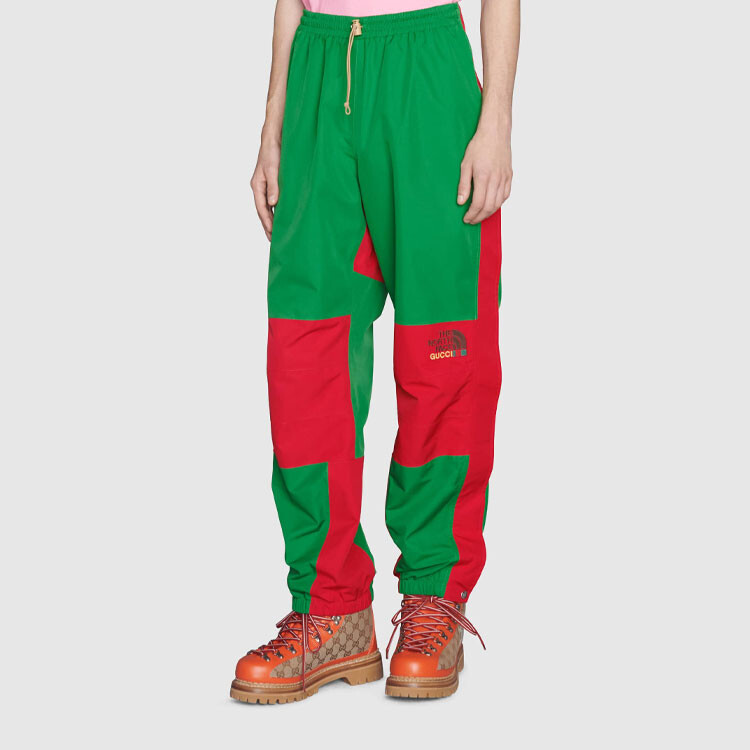 Спортивные штаны The North Face X Gucci мужские, трикотажные, зеленые — фото 3
