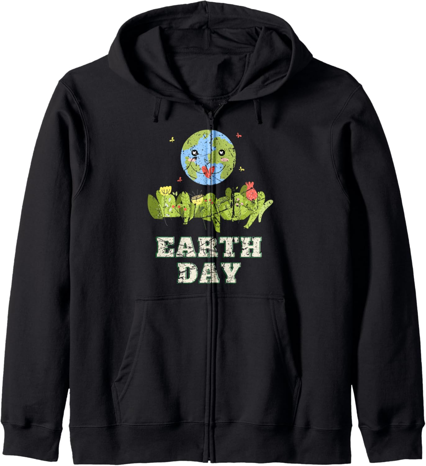 

Худи на молнии с надписью «День Земли: Природа, Цветы, Спасите Землю» Earth Day Designs Environmental, черный