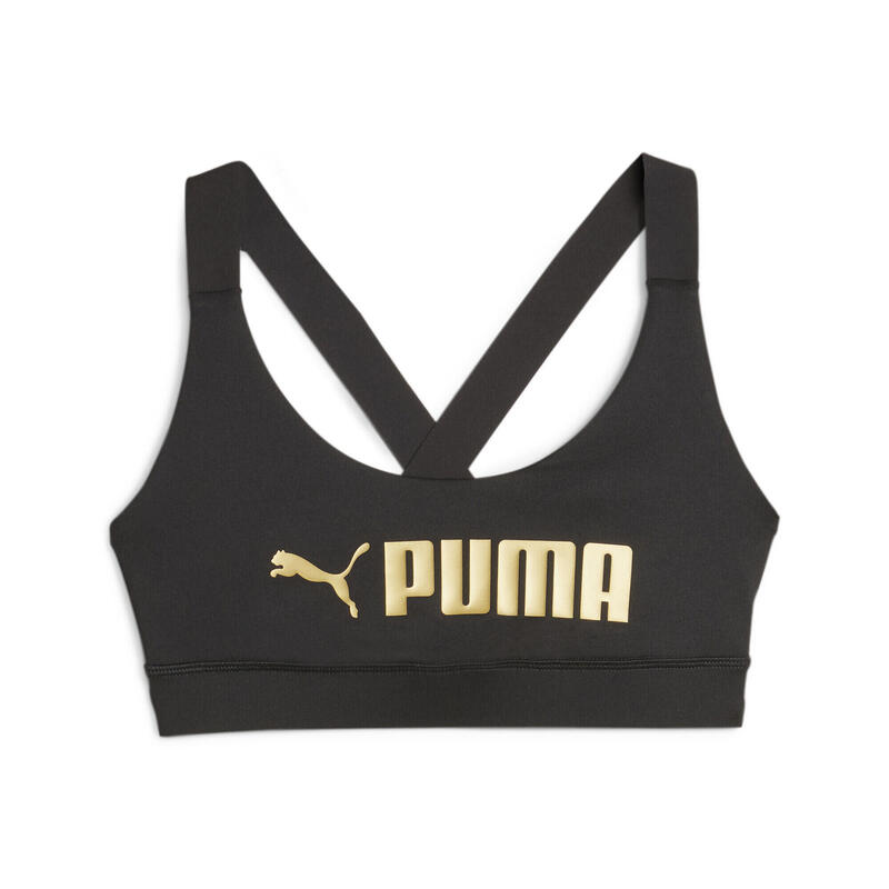 

Женский тренировочный бюстгальтер PUMA Fit со средней поддержкой PUMA Black Gold