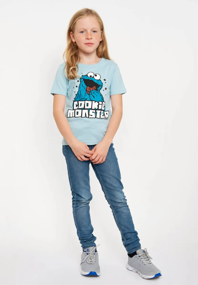 Logoshirt Футболка "Улица Сезам - Cookie Monster" с классным принтом спереди, голубой — фото 4