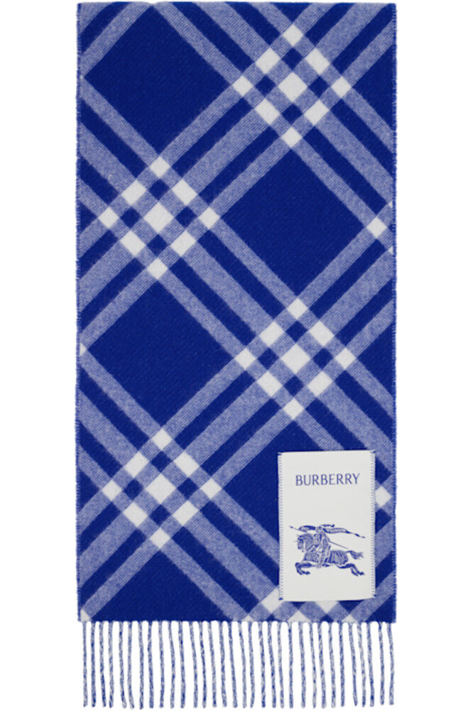

Синий клетчатый кашемировый шарф Burberry