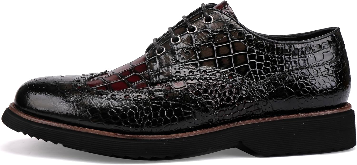 

Мужские пенни-лоаферы, кожаные оксфорды деловые броги, узор под крокодила Chrislook, серый