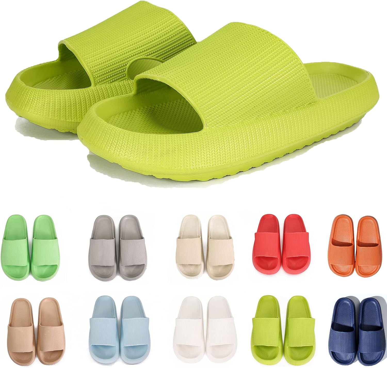 

Тапочки rosyclo Cloud для женщин и мужчин с массажной толстой подошвой, противоскользящие для душа, супер мягкие уютные тапочки для дома, для использования внутри и снаружи, зеленый