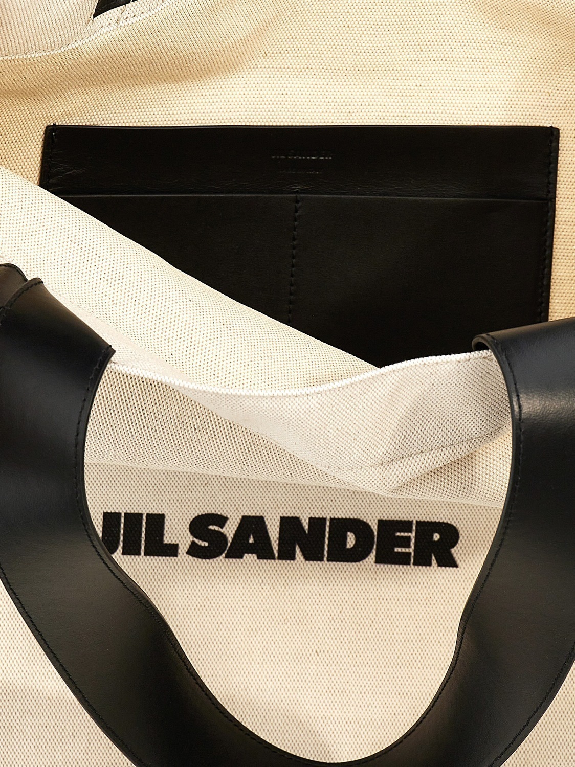 Большая сумка-шоппер "Flat Shopper" JIL SANDER, белый/черный — фото 4