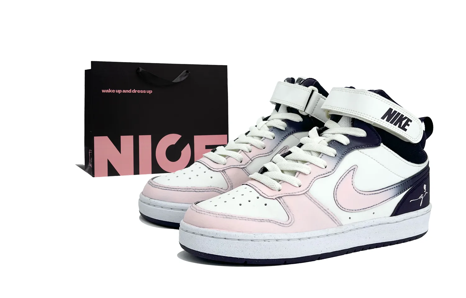 Nike Кроссовки Court Borough 2 Rose Nebula из кожи, устойчивые к истиранию, дышащие, с противоскользящей подошвой, средний верх