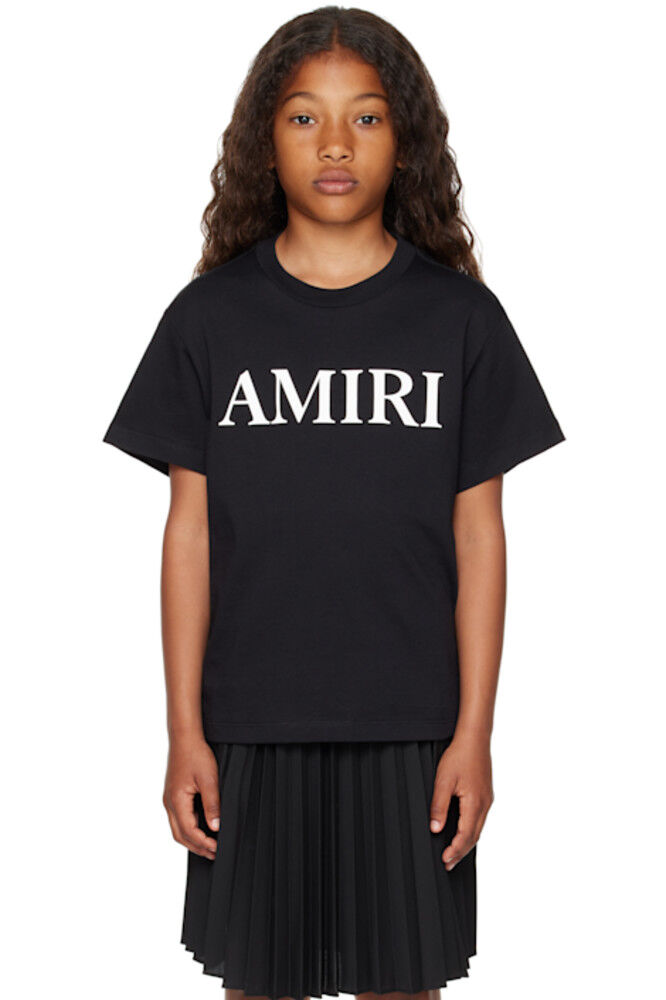 

Детская черная футболка с логотипом «AMIRI»