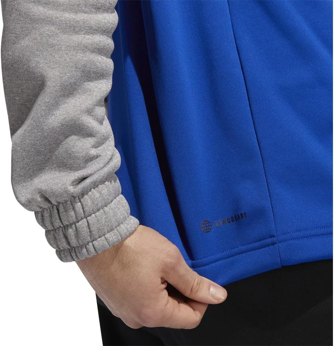 Мужская толстовка с полумолнией adidas Team Issue, королевский синий/средний серый меланж/белый — фото 4