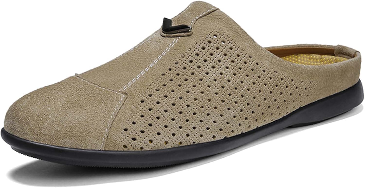 

Мужские тапочки Классические кожаные ручной работы Повседневная обувь Комфортные мягкие лоферы на скользящей подошве Для прогулок на улице Dzbajrqm, хаки