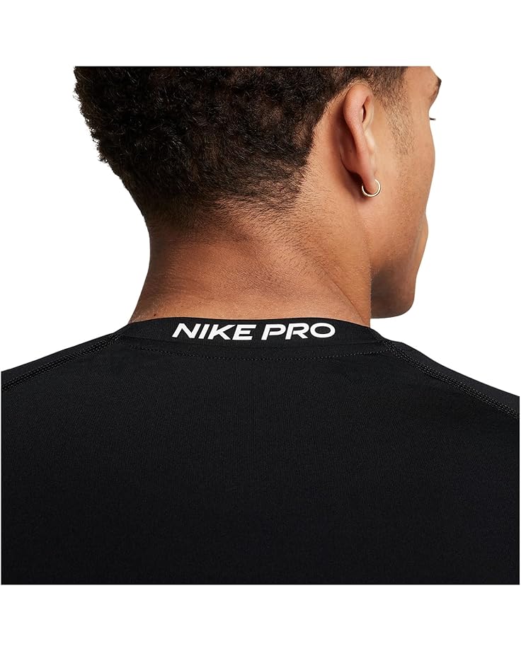 Топ Nike Pro Dri-fit Slim Long-sleeve Fitness Top, черный/белый — фото 4