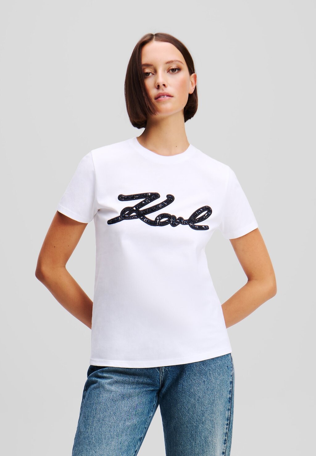 

Футболка с принтом BOUCLE SIGNATURE KARL LAGERFELD, белый