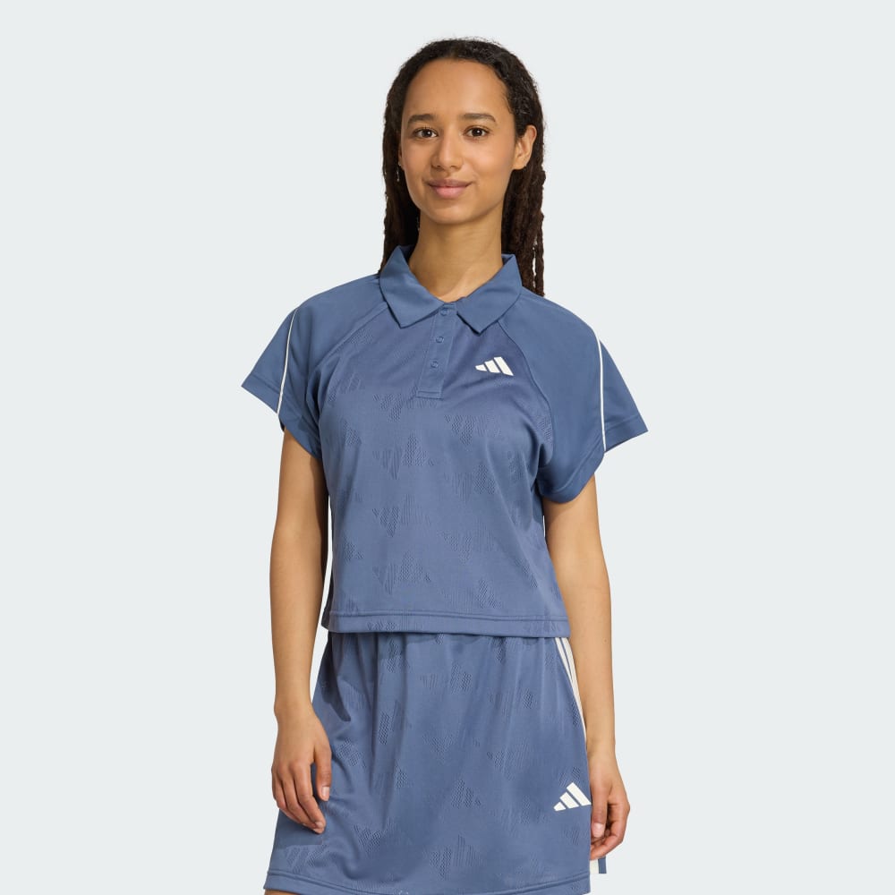 

Футболка Adidas Stadium 3-Stripes Tennis Inspired Jacquard Polo Tee, цвет Preloved Ink/Off White