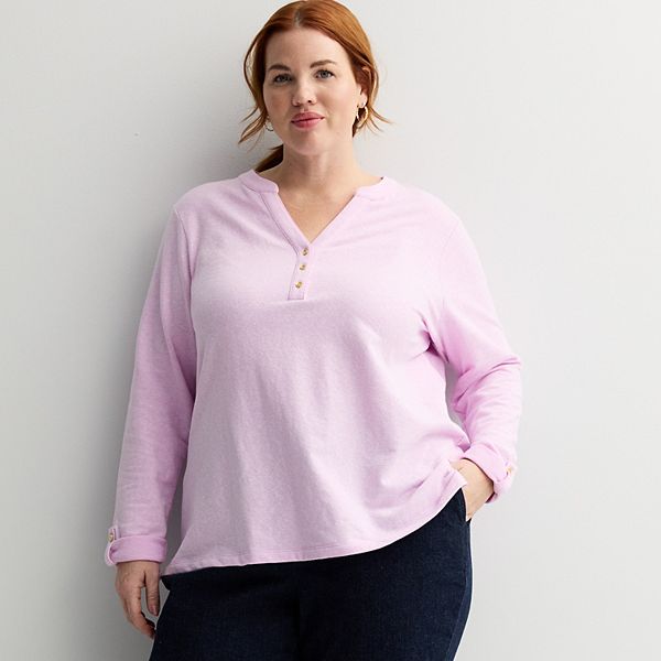 

Футболка с длинным рукавом и разрезом на горловине Plus size Croft & Barrow, Innocent Lilac, Фиолетовый, Футболка с длинным рукавом и разрезом на горловине Plus size Croft & Barrow, Innocent Lilac