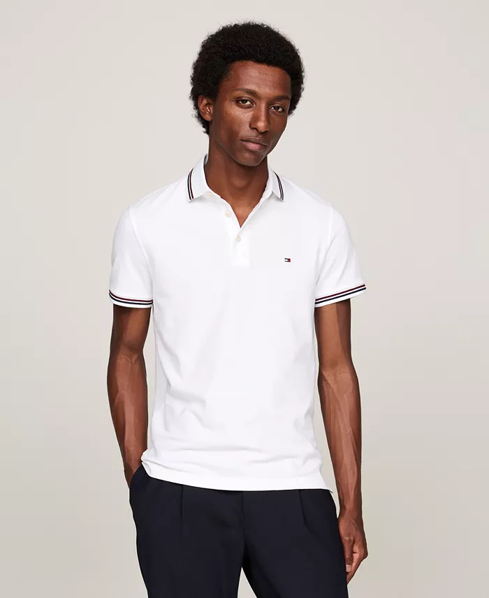 

1985 Polo с контрастной отделкой Slim Fit Tommy Hilfiger, белый