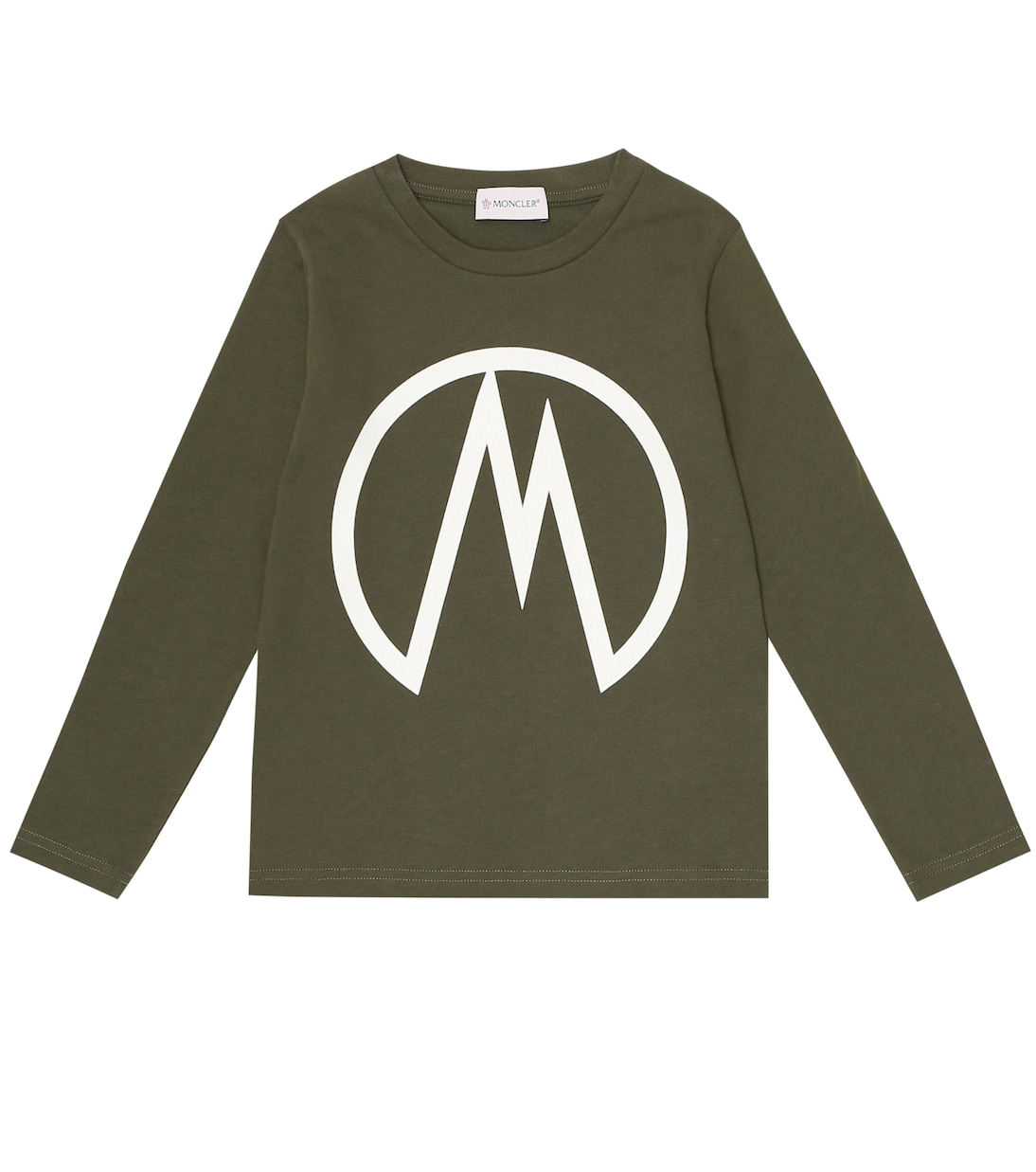 

Футболка из хлопка с логотипом Moncler Enfant, хаки