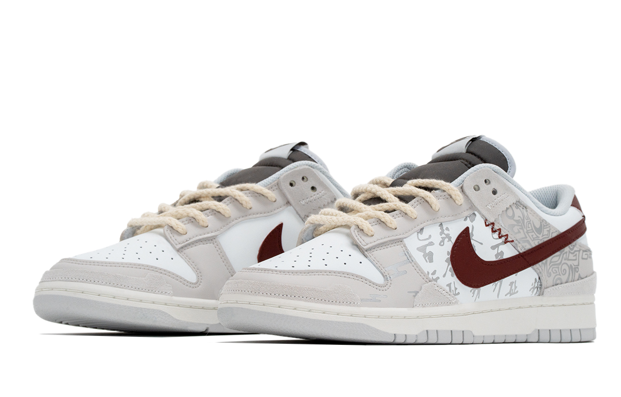 Nike Dunk Immediate Success, Qiqing устойчивые к истиранию и скольжению низкие кроссовки для скейтбординга мужские красный серый белый — фото 4