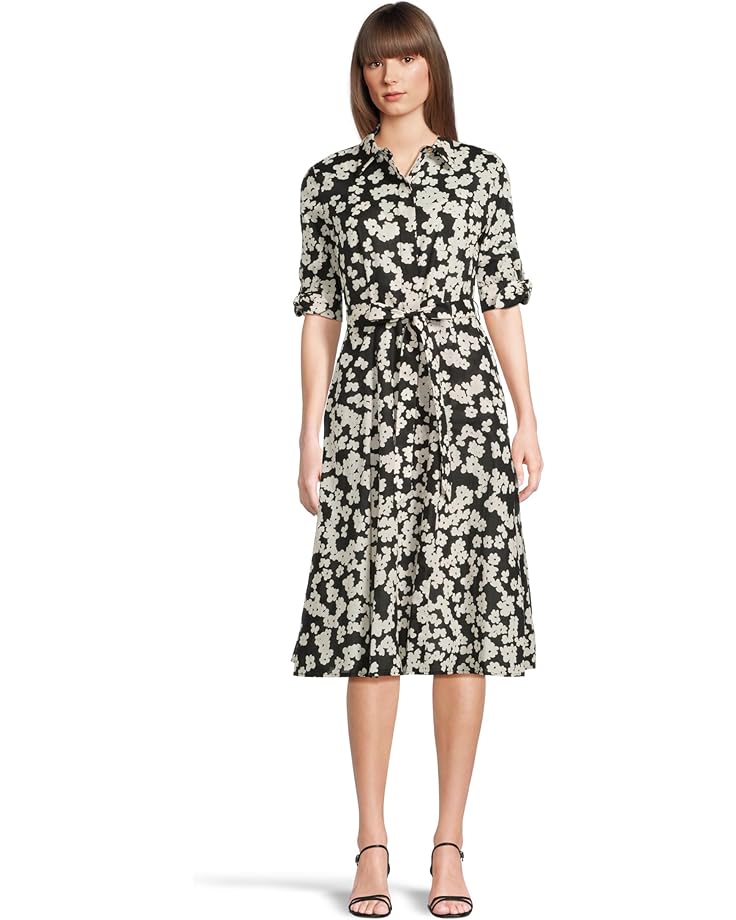 

Платье Calvin Klein Floral Cotton Shirt Dress, цвет Black/Pristine