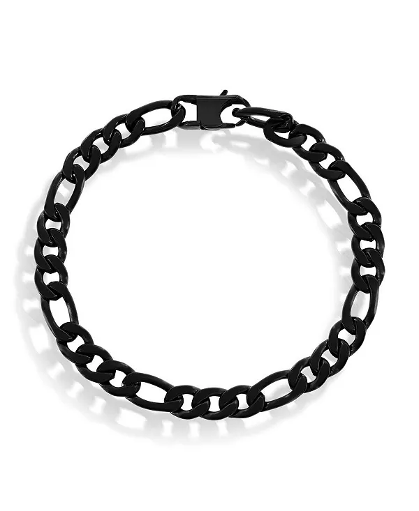 

Браслет-Цепочка Фигаро из нержавеющей стали шириной 7 мм Metallo, black