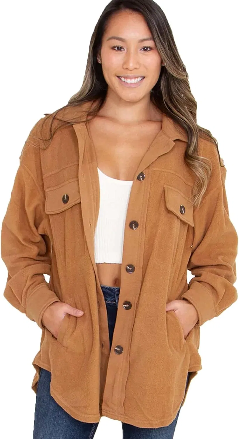 Куртка-шакет Sunshine Fleece с карманами Generic, коричневый