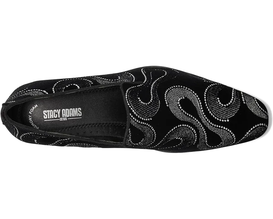 Лоферы Stacy Adams Swainson Embroidered Slip-On Loafer, Black/Silver — фото 2