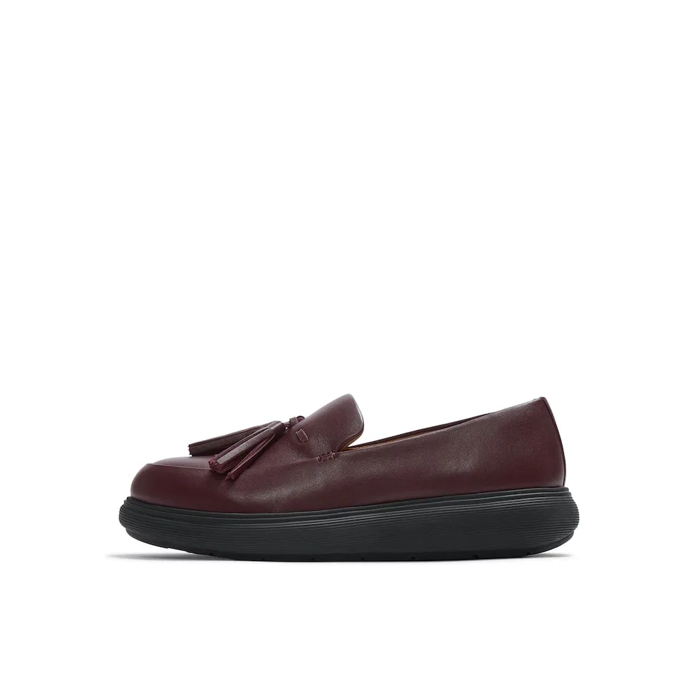 Мужские кожаные лоферы с кисточками Fitflop IQComff вишнёвые — фото 2