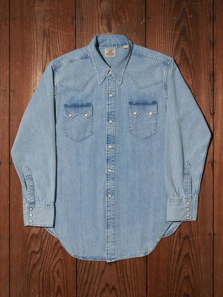 Винтажная одежда LEVI'S: рубашка в стиле вестерн с изображением шортхорна Levi's, Medium Indigo - Worn In — фото 3