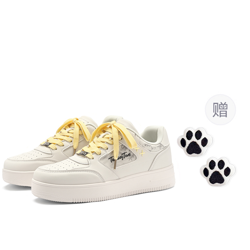 

TALKING TOM Низкие скейтерские кроссовки унисекс черные розовые бежевые [Бесплатная кошачья лапка], цвет Beige[Free Cat Paw]