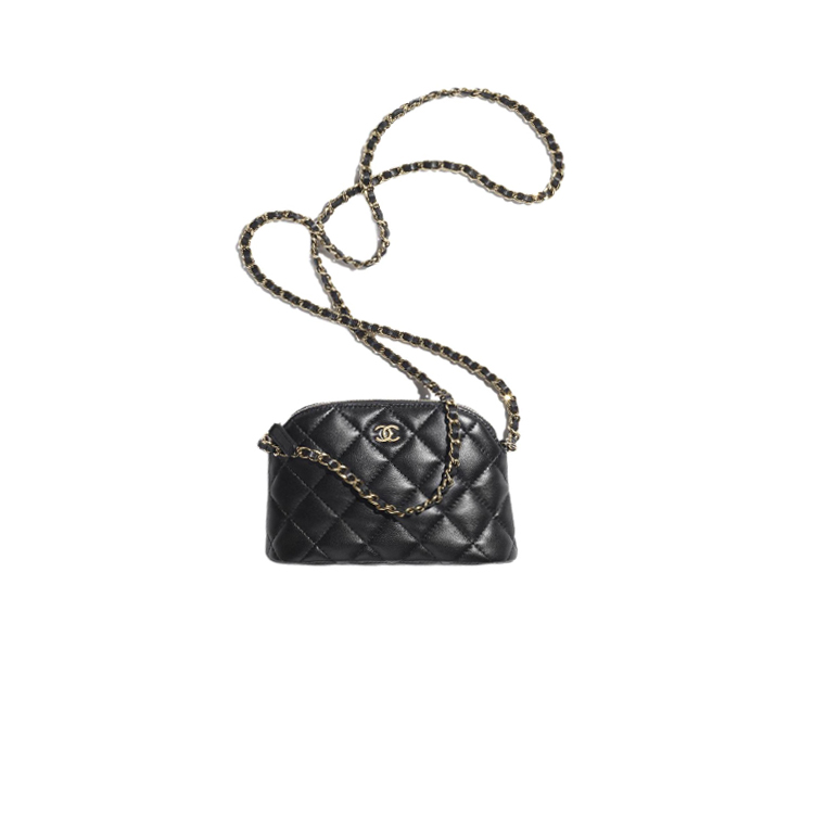 

Женская черная клатч на одно плечо из ягненка CHANEL