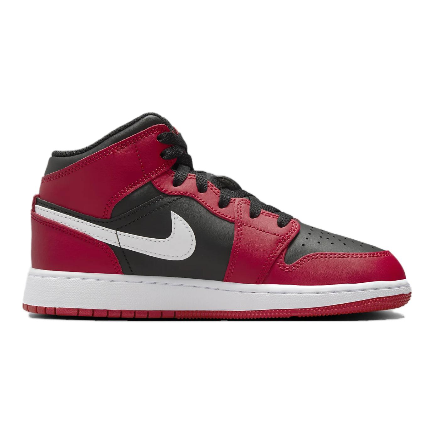 Jordan Mid Top детские баскетбольные кроссовки Red Black White Grade School — фото 3