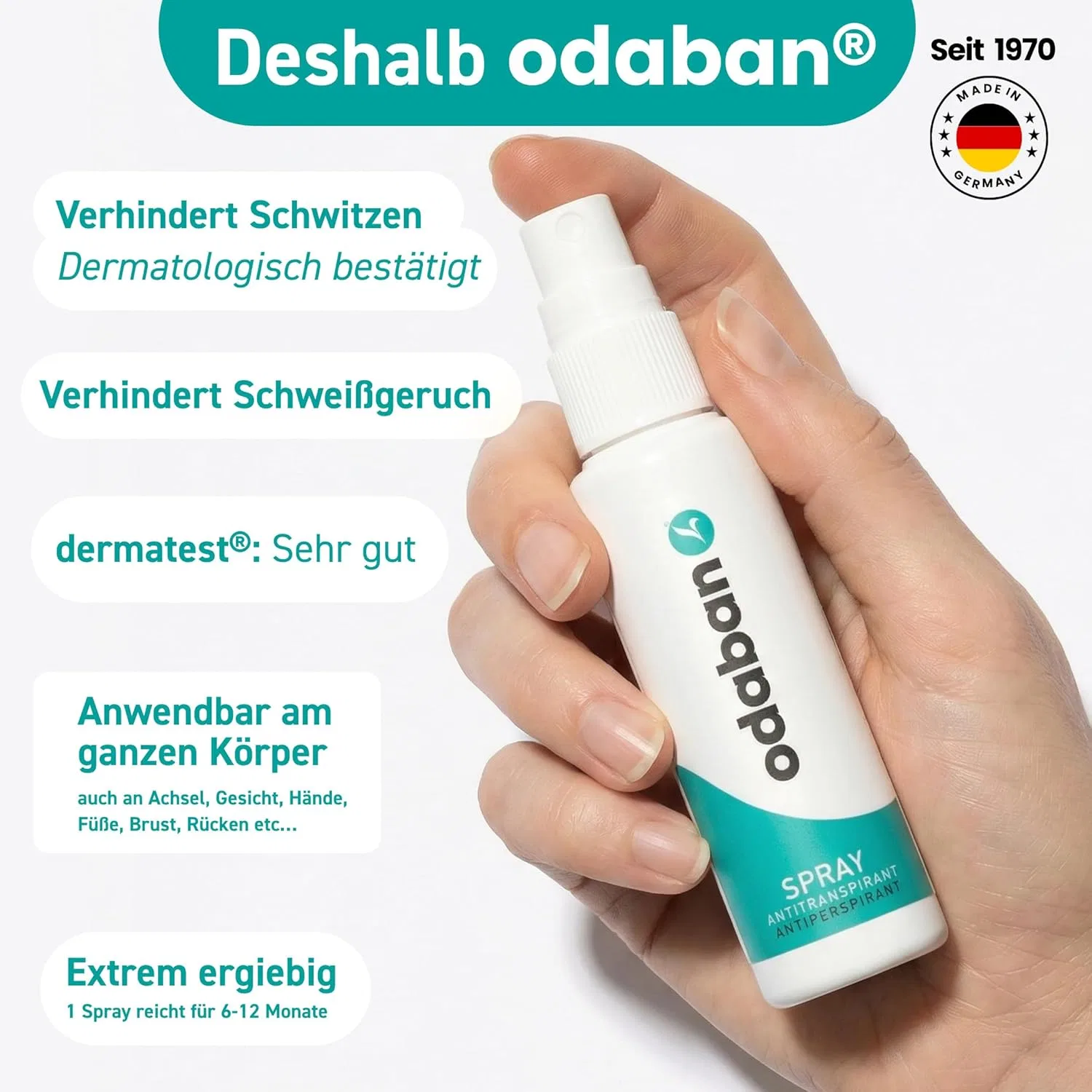 Антиперспирант-спрей Odaban Total Sweat Block, 2 x 30 мл Odaban Antiperpspirant — фото 2