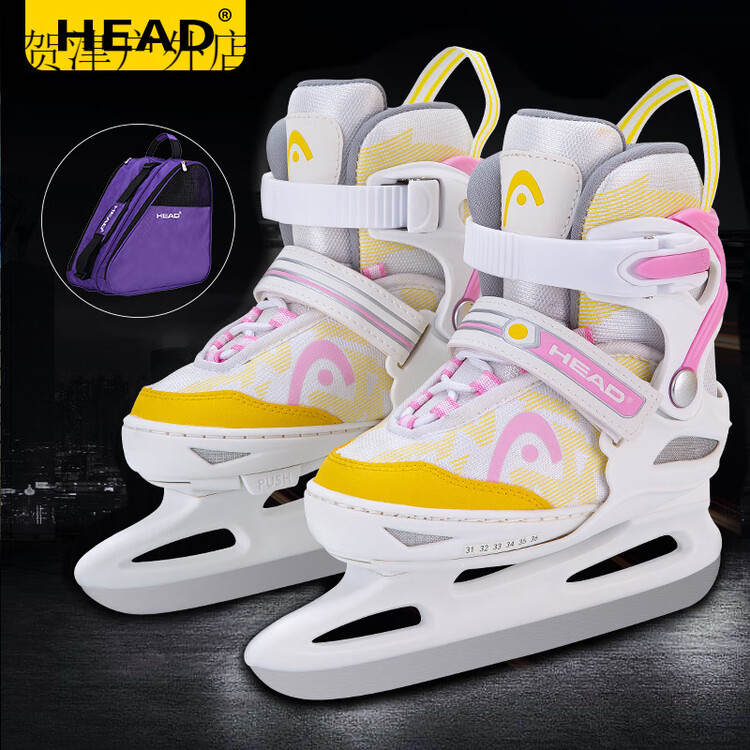 

HEAD Коньки для фигурного катания детские регулируемые OVER HEELS, теплые, с лезвиями, W20 розовые + фиолетовая сумочка для головы, размер M [31-36], длина стопы 18-20.5 см