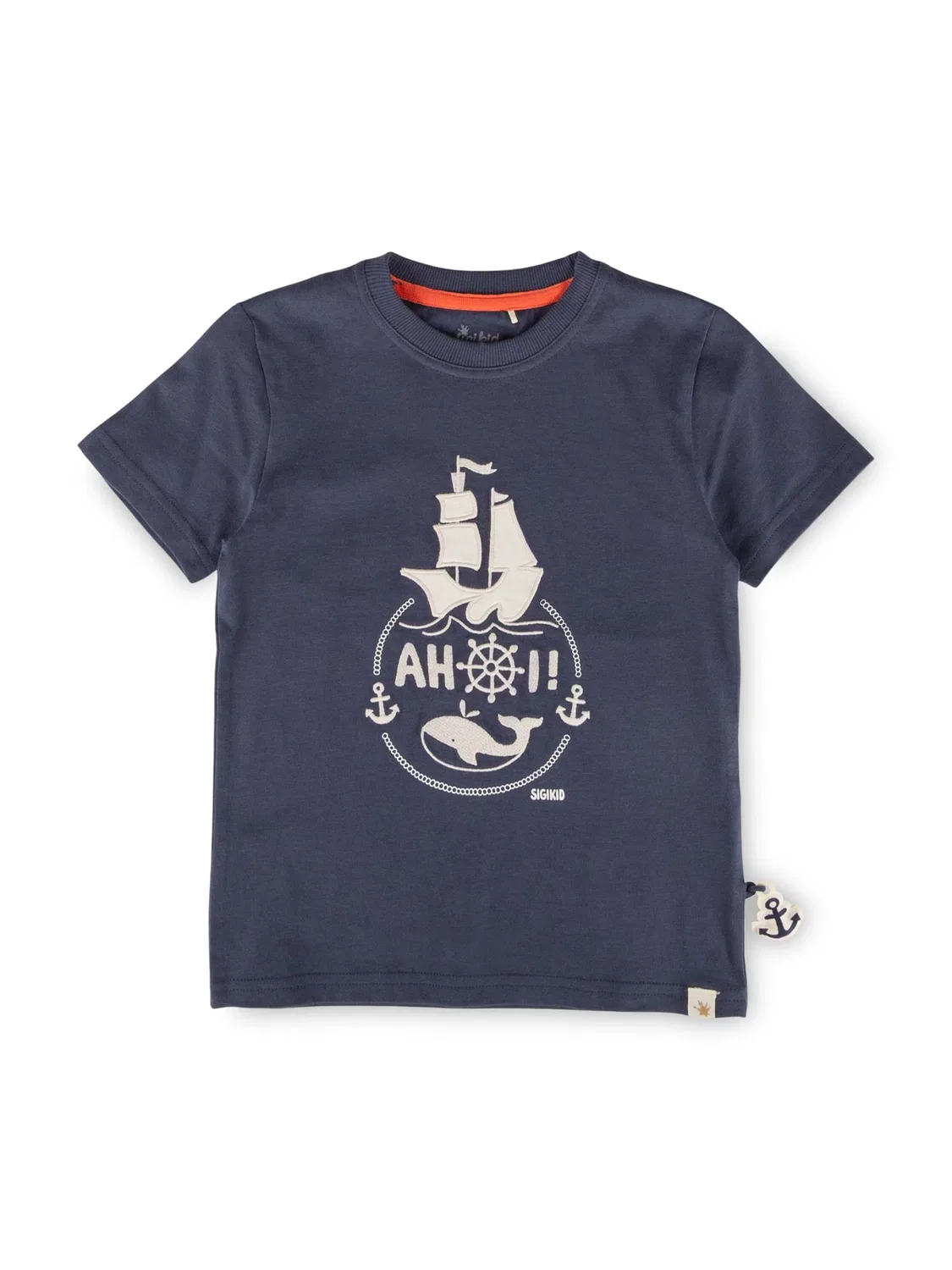 Футболка Sigikid T-Shirt Ahoi Little Pirate темно-синего цвета