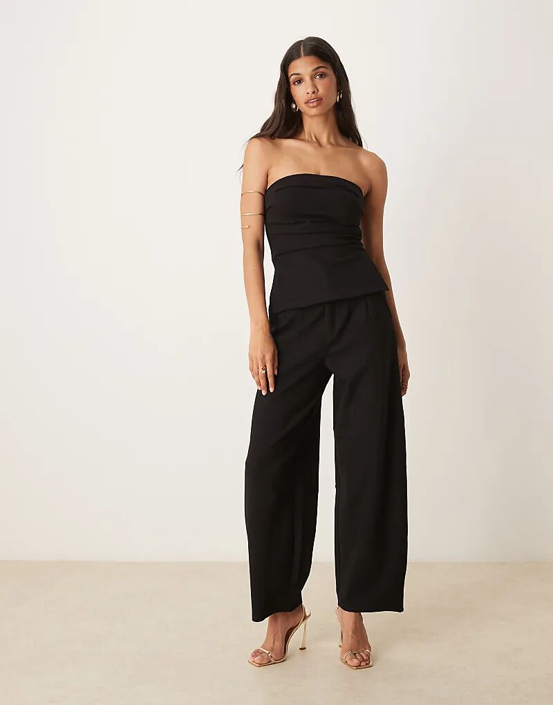 

Брюки-бочонки премиум-класса из ткани понте ASOS DESIGN черного цвета
