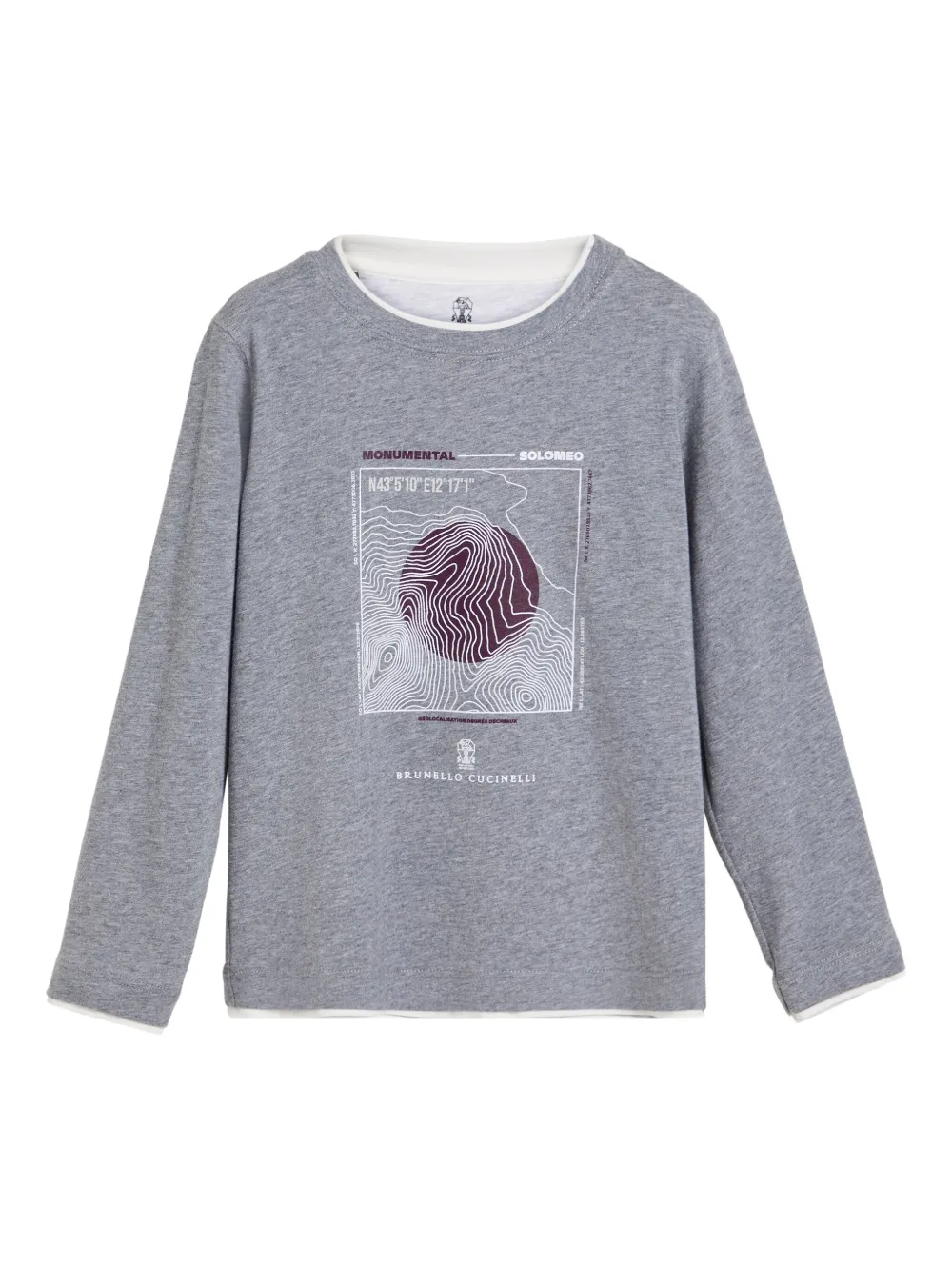 

Футболка с длинными рукавами и топографическим принтом Brunello Cucinelli Kids, серый