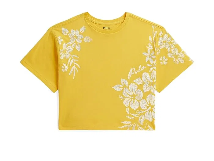 Футболка с цветочным принтом свободный крой Polo Ralph Lauren Kids, Celadon