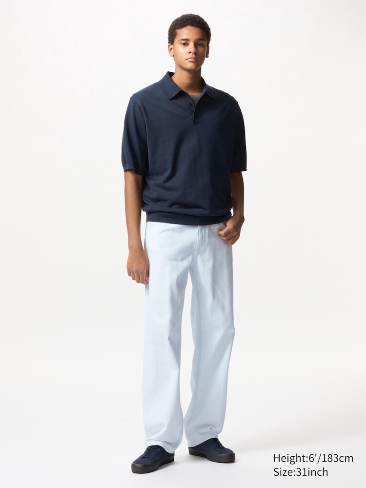 

Широкие прямые джинсы длинные Uniqlo, цвет 60 синий