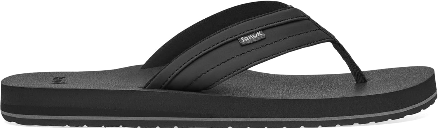 Sanuk Mens Ziggy ST | Flip Flops for Men | Mens Сандалии | Beach Сандалии | Water Friendly & Lightweight | Comfort Footbed, черный — фото 3