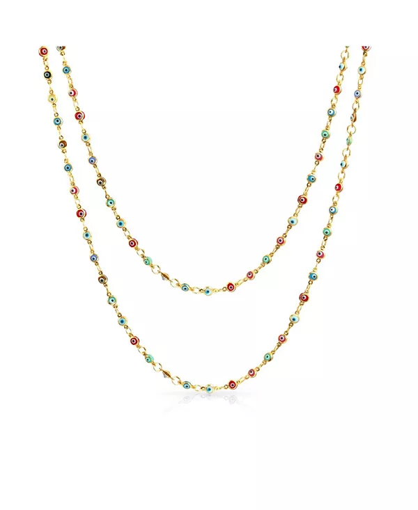 

Нежное многоцветное ожерелье от сглаза, позолоченное серебро 14 карат Bling Jewelry, gold