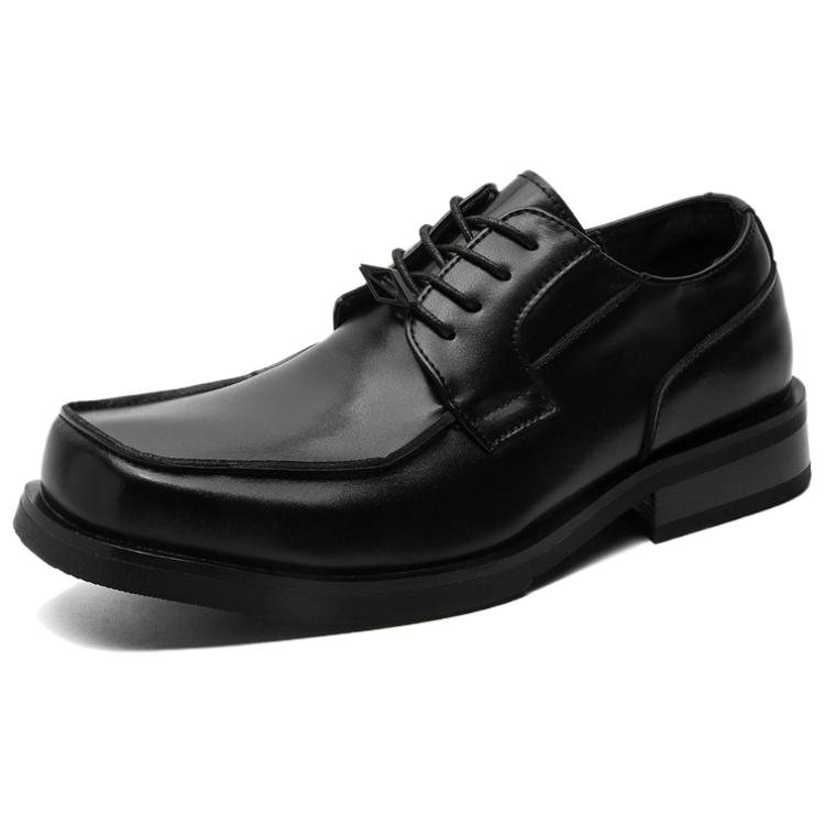 WEISHIBANGWEI Повседневные кожаные туфли мужские черные с потайным клином, цвет Black Hidden Wedge — фото 2