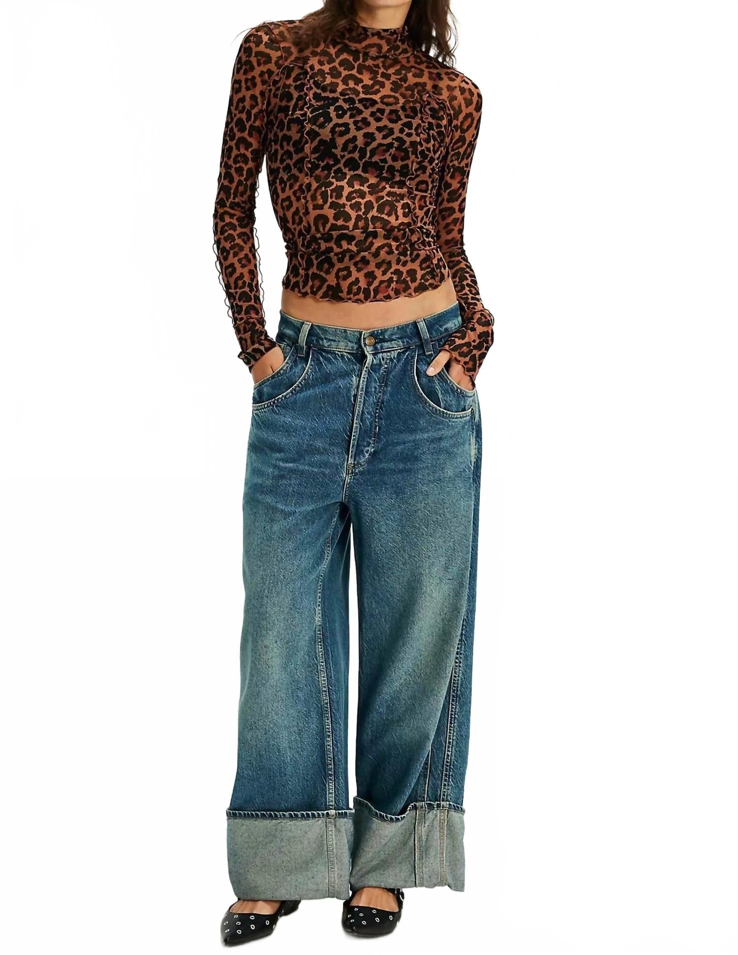 

Чарли топ с леопардовым принтом из сетки в цвете "Кошачье мурлыканье" Free People