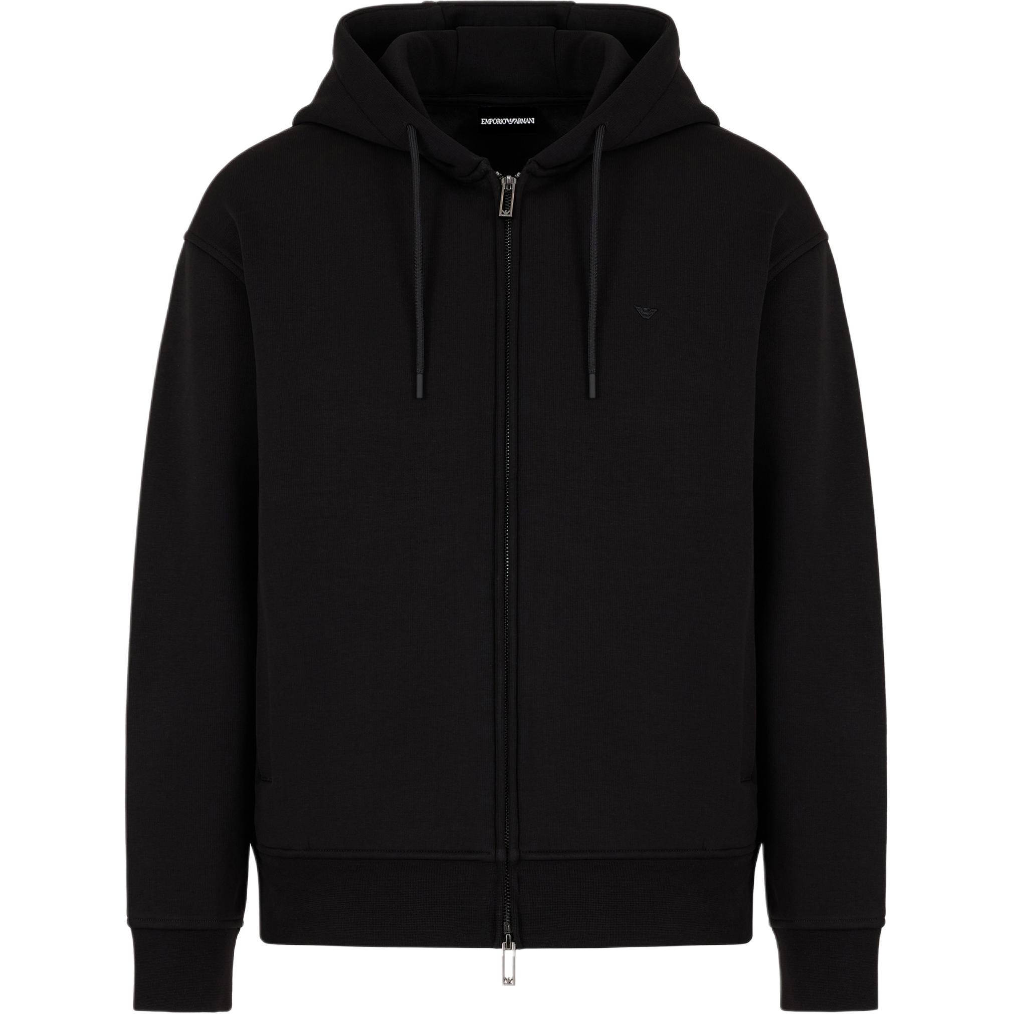 EMPORIO ARMANI Толстовка с вышитым логотипом на молнии и шнурком, Black — фото 2