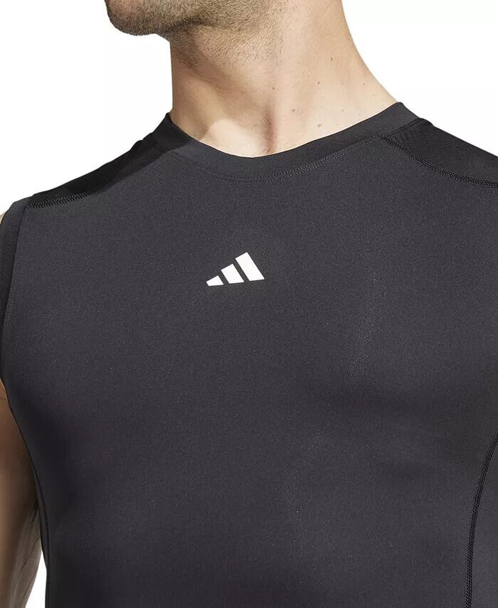 Мужская компрессионная футболка без рукавов с круглым вырезом Tech-Fit adidas, черный — фото 3