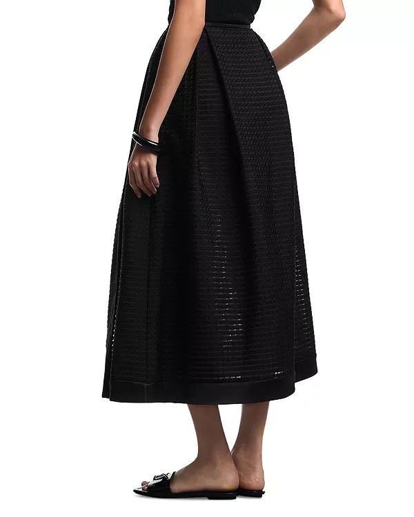 Юбка миди Vichy с 3D жаккардовым узором Emporio Armani, Black — фото 3