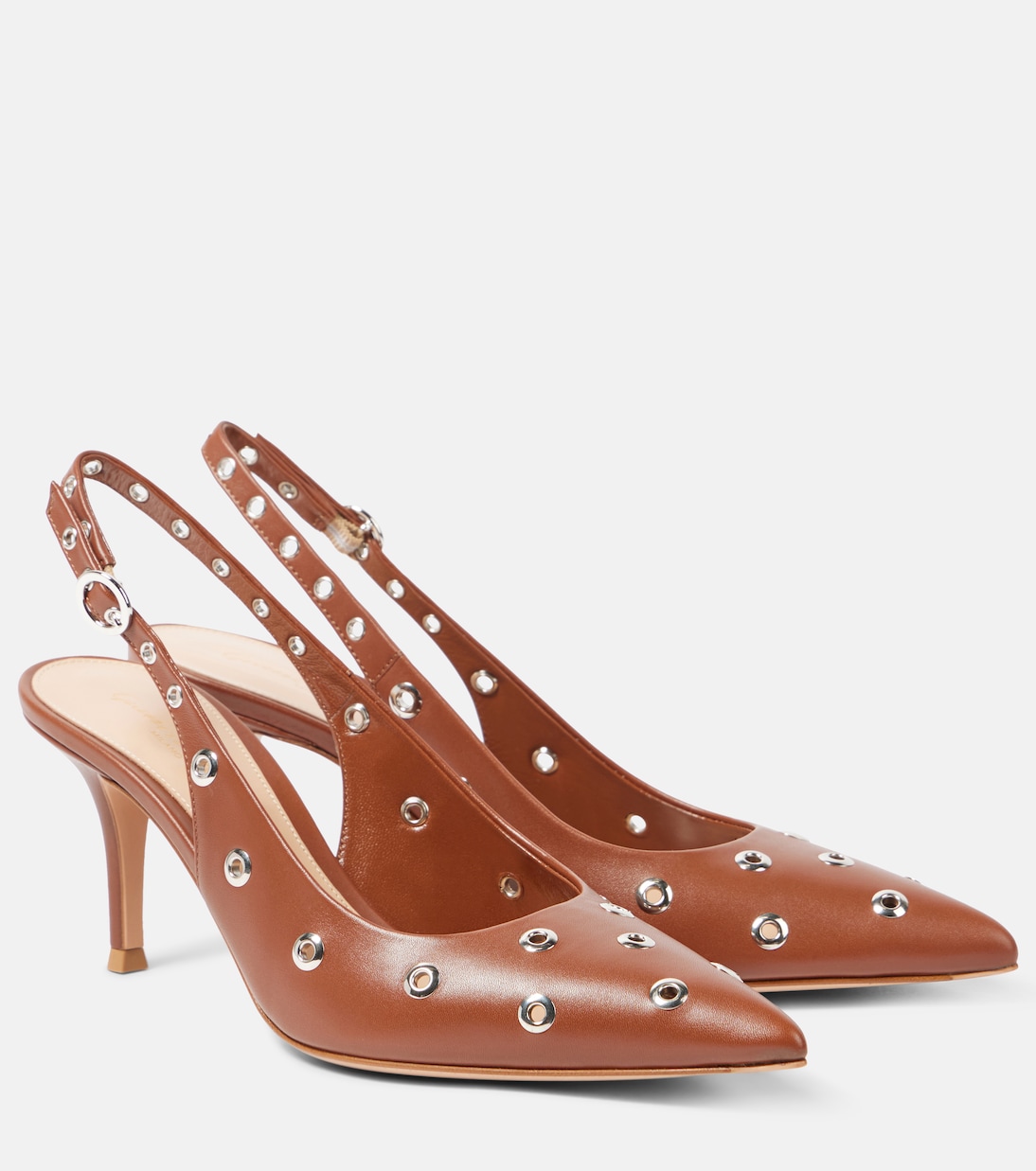 Кожаные босоножки Lydia 70 с открытой пяткой Gianvito Rossi, Havana