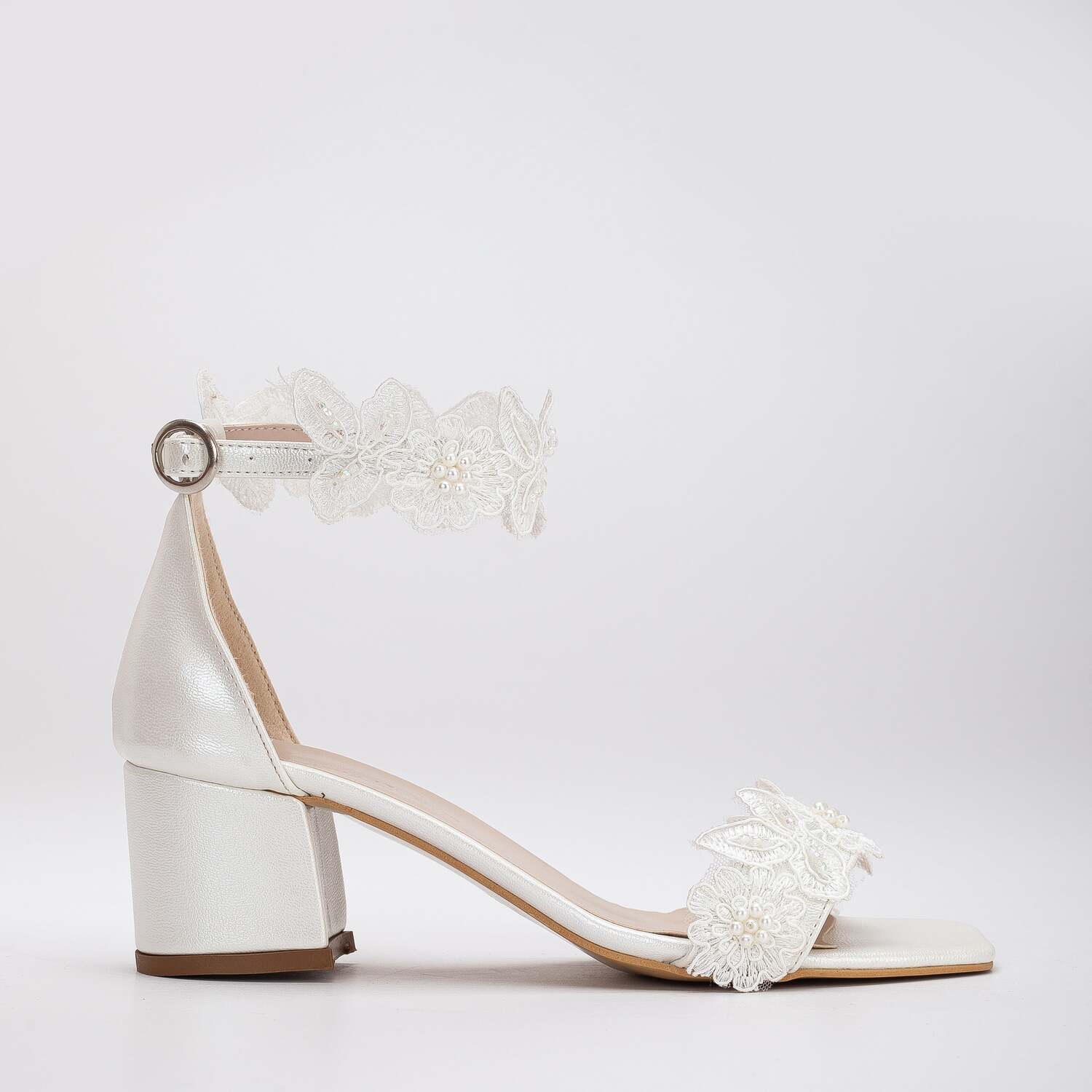 Dana Lace свадебные босоножки на низком каблуке Forever & Always Shoes, слоновая кость