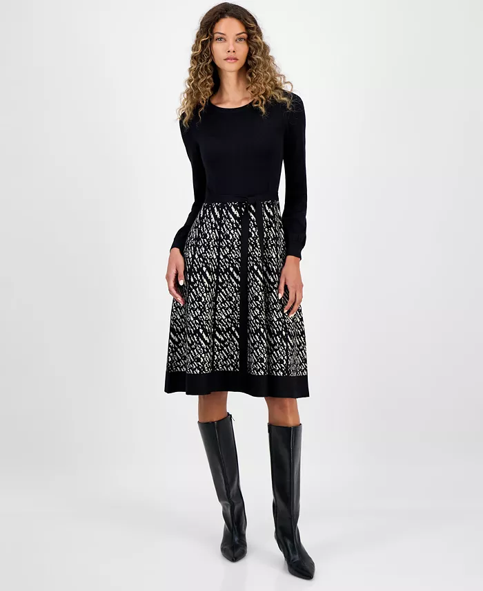 

Женское платье-свитер с длинным рукавом и цветными блоками Robbie Bee, черный