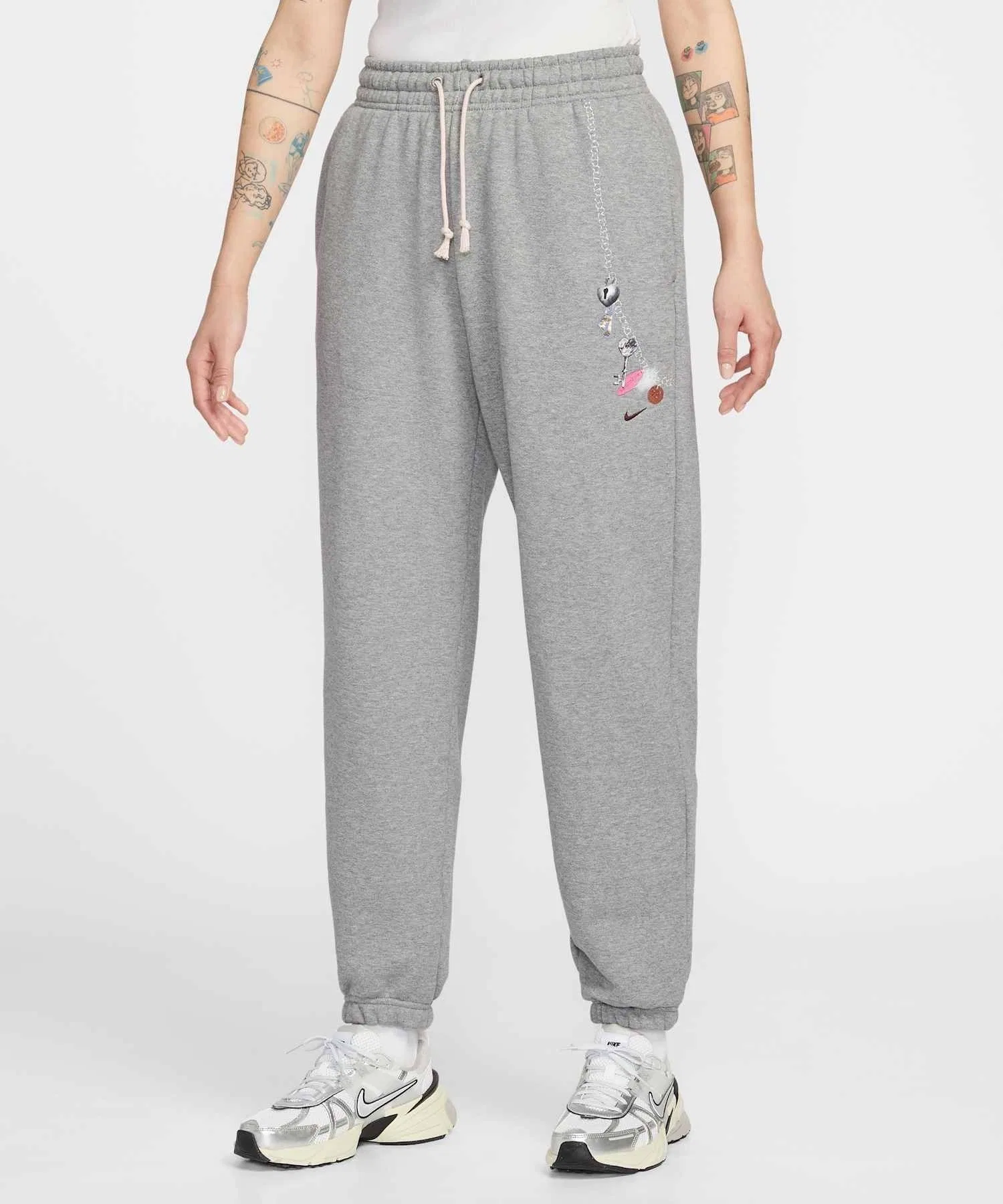 Женские флисовые брюки с высокой талией и свободным кроем Nike Sportswear IQ3941-063, цвет «Карбоновый меланж» — фото 2