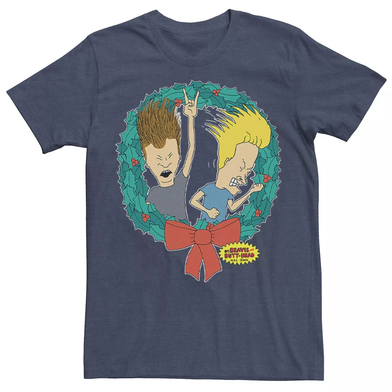 

Мужская футболка Beavis & Butthead Christmas Rock & Wreath Licensed Character