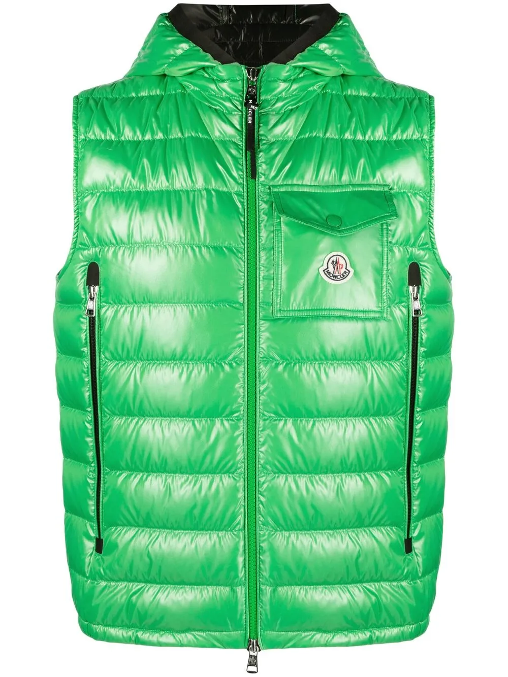 

Дутый жилет с нашивкой-логотипом MONCLER, зеленый