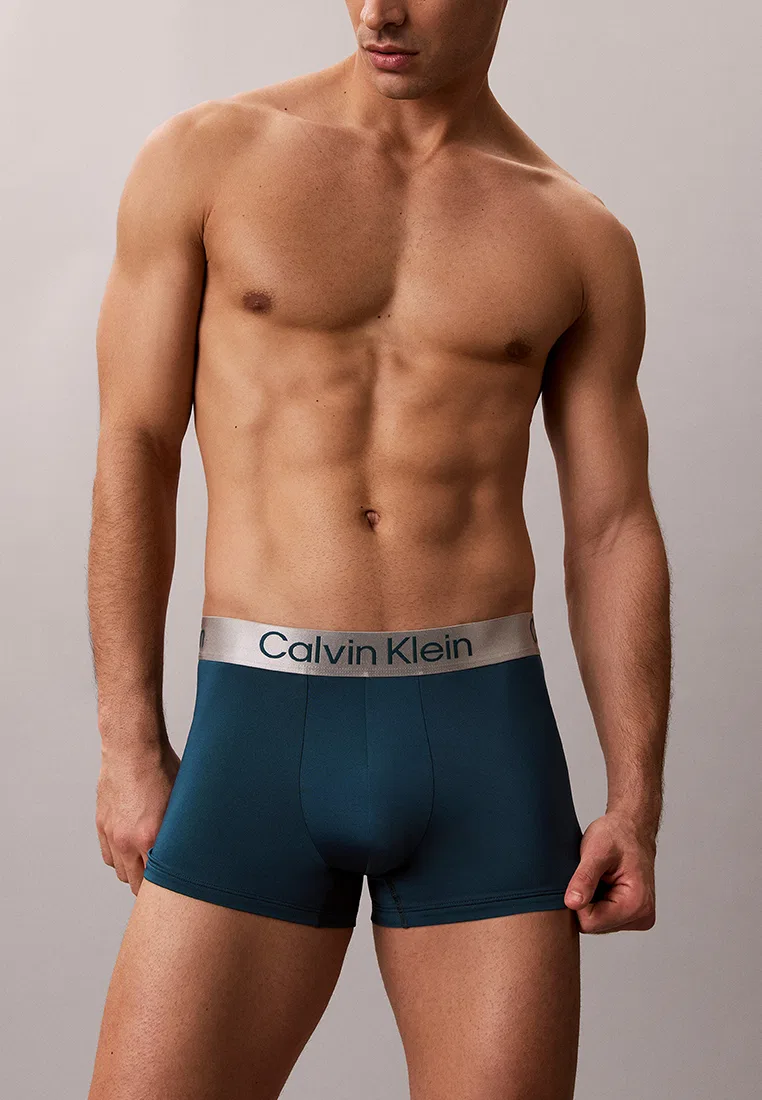 Трусы, микрофибра, набор 3 шт, Calvin Klein, бирюзовый/орнажевый
